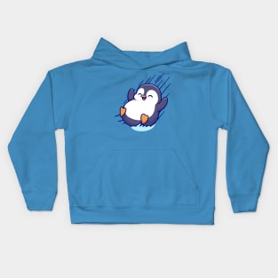 Cute Penguin Sliding On Ice Cartoon Kids Hoodie